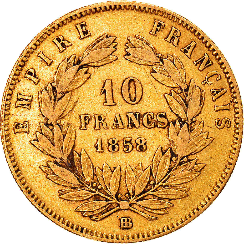 Moneta, Francja, Napoleon III, Napoléon III, 10 Francs, 1858, Strasbourg