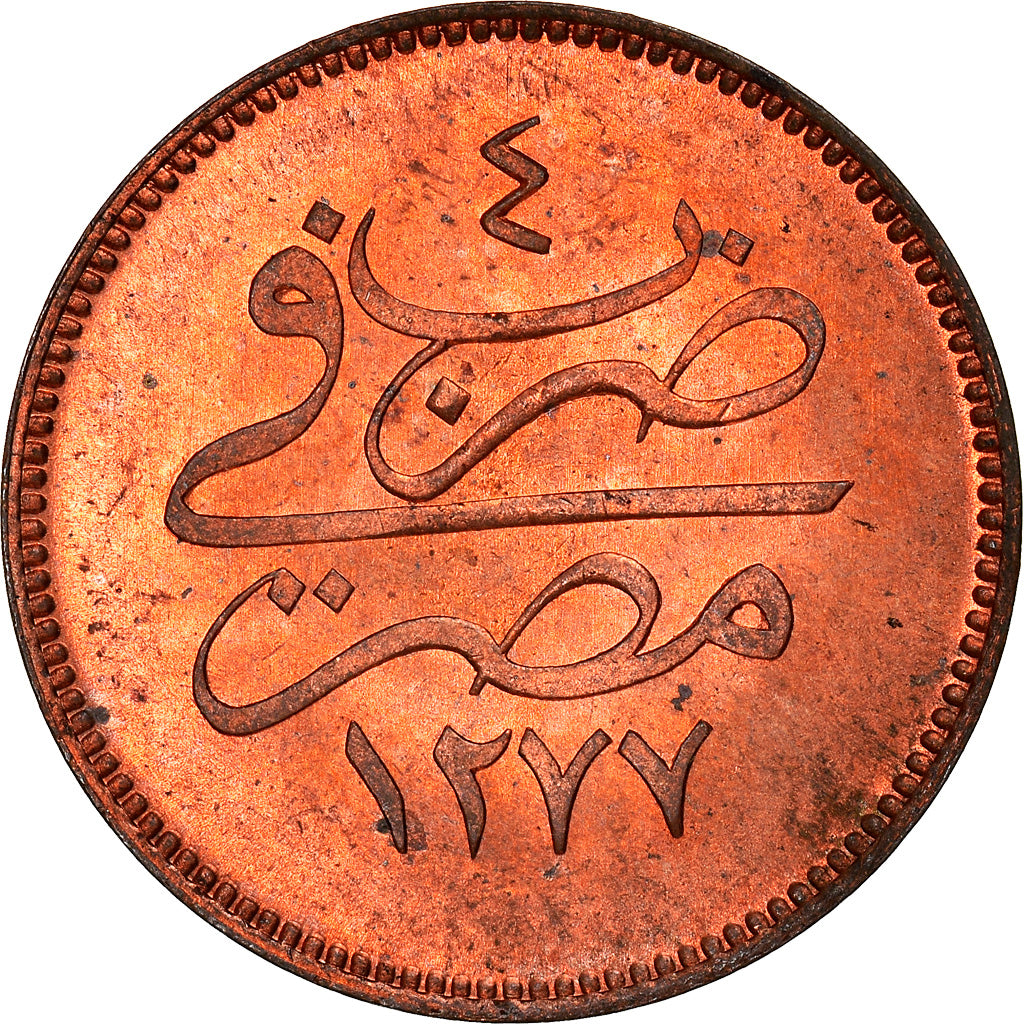 Coin, Egypt, Abdul Aziz, 4 Para, 1863 (1277//4), MS(63), Bronze, KM:240