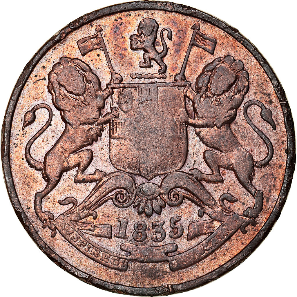 Monnaie, INDIA-BRITISH, 1/2 Anna, 1835, Bombay, TB+, Cuivre, KM:447.1