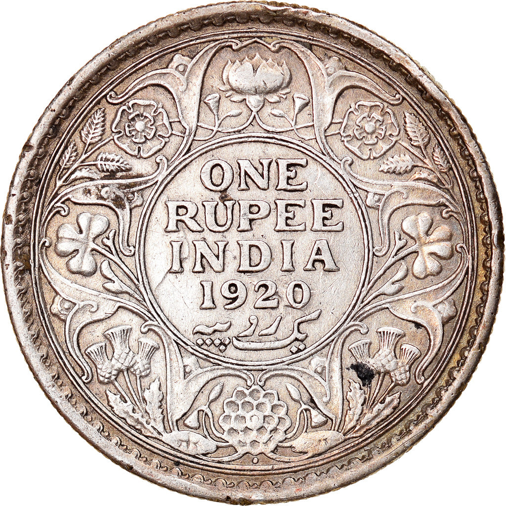 Coin, INDIA-BRITISH, George V, Rupee, 1920, Bombay, EF(40-45), Silver, KM:524