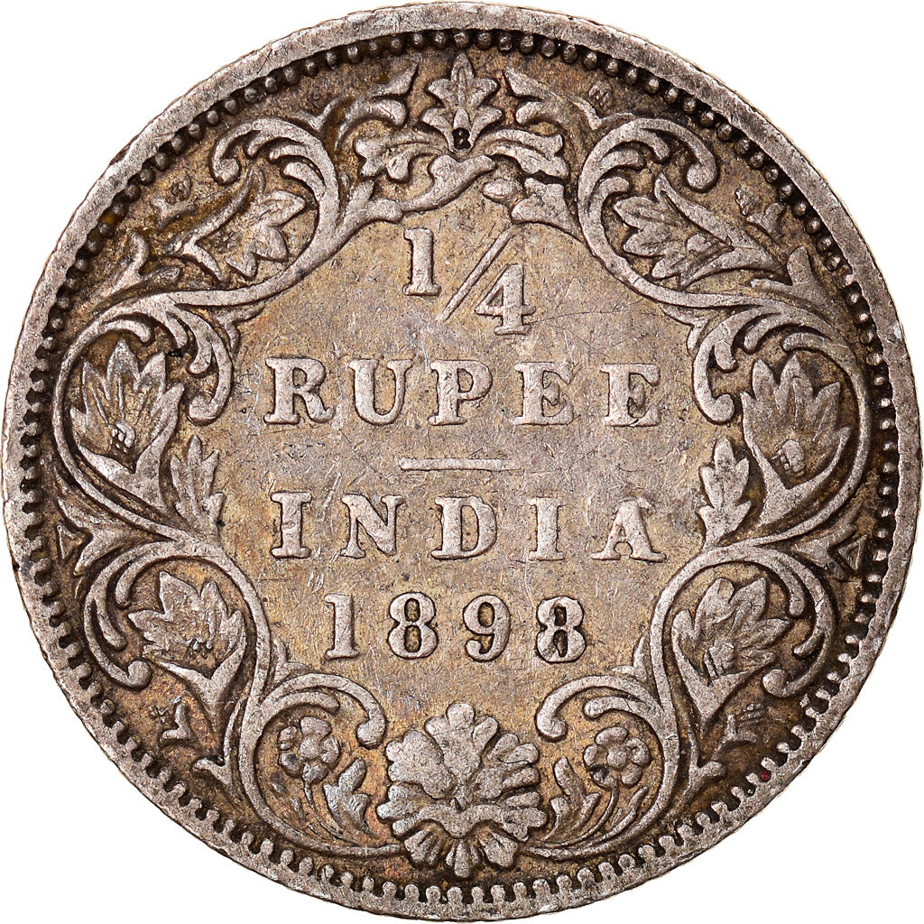 Coin, INDIA-BRITISH, Victoria, 1/4 Rupee, 1898, Bombay, EF(40-45), Silver