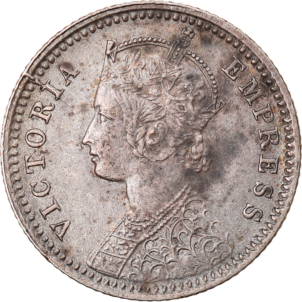 Monnaie, INDIA-BRITISH, Victoria, 1/4 Rupee, 1887, Calcutta, TTB+, Argent