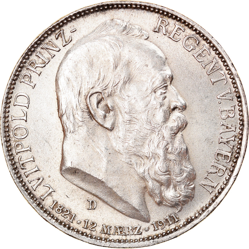Coin, German States, BAVARIA, Otto, 3 Mark, 1911, Munich, MS(60-62), Silver