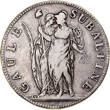 Moeda, ESTADOS ITALIANOS, PIEDMONT REPUBLIC, 5 Francs, An 10, Turin, VF(30-35)