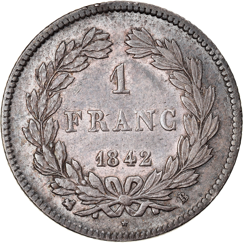 Coin, France, Louis-Philippe, Franc, 1842, Rouen, AU(50-53), Silver, KM:748.2