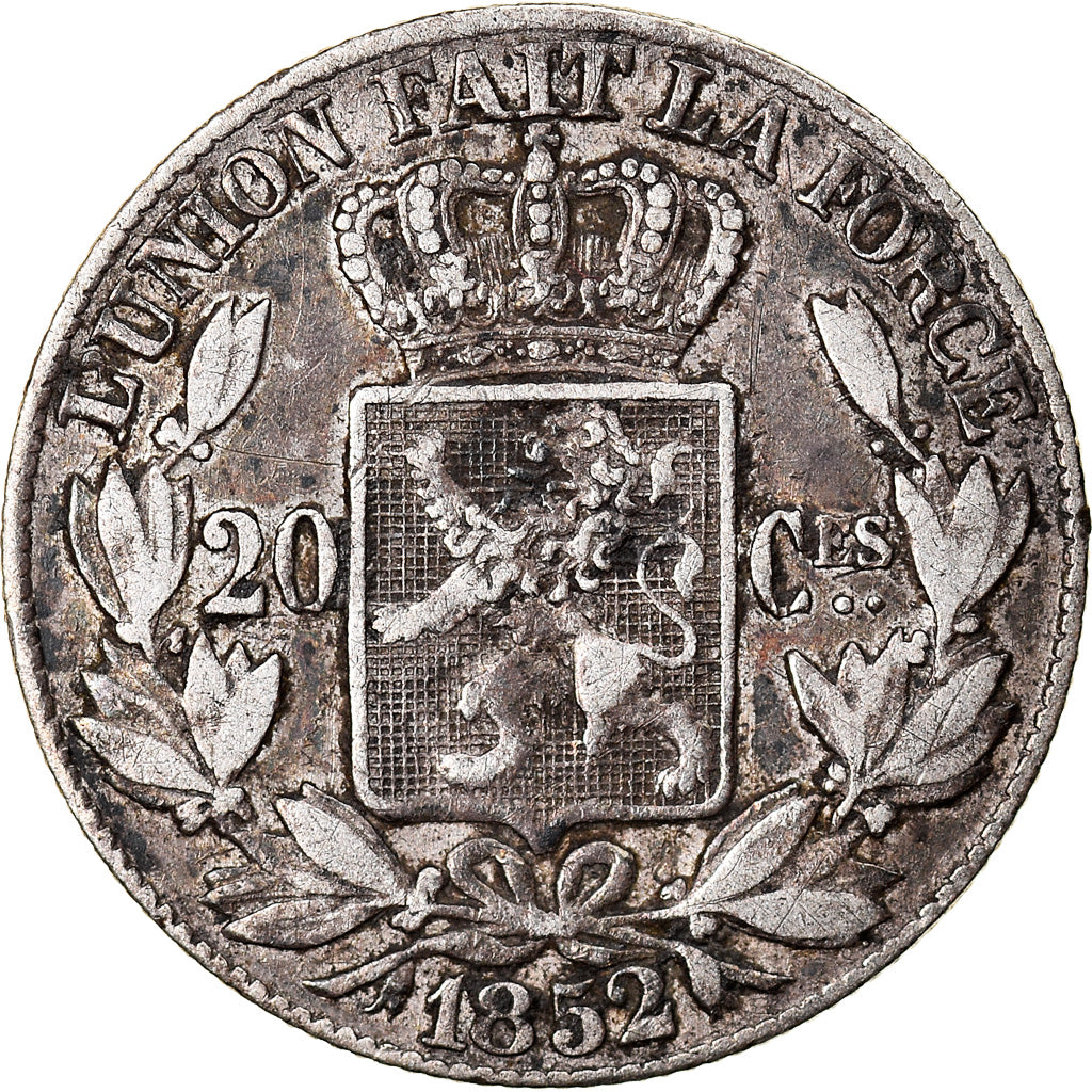Coin, Belgium, Leopold I, 20 Centimes, 1852, EF(40-45), Silver, KM:19