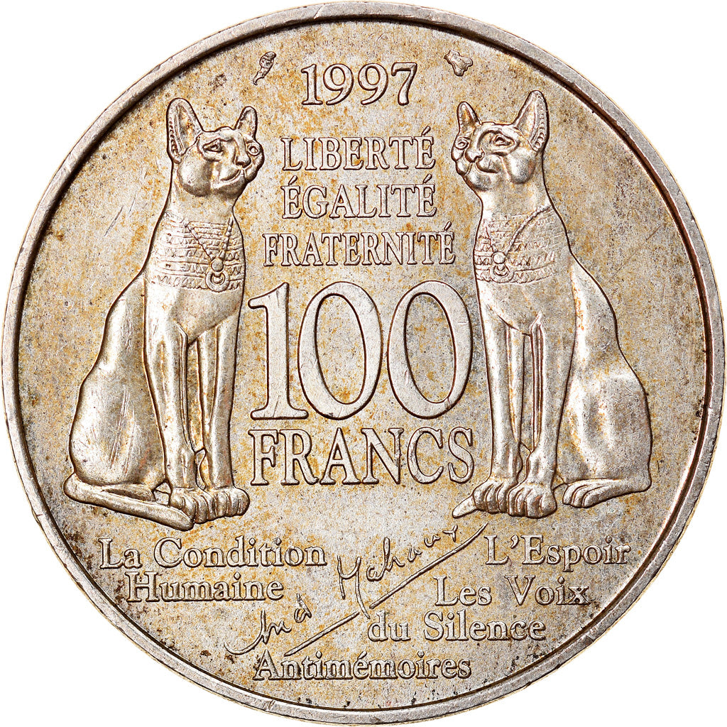 Moneta, Francia, André Malraux, 100 Francs, 1997, SPL-, Argento, KM:1188