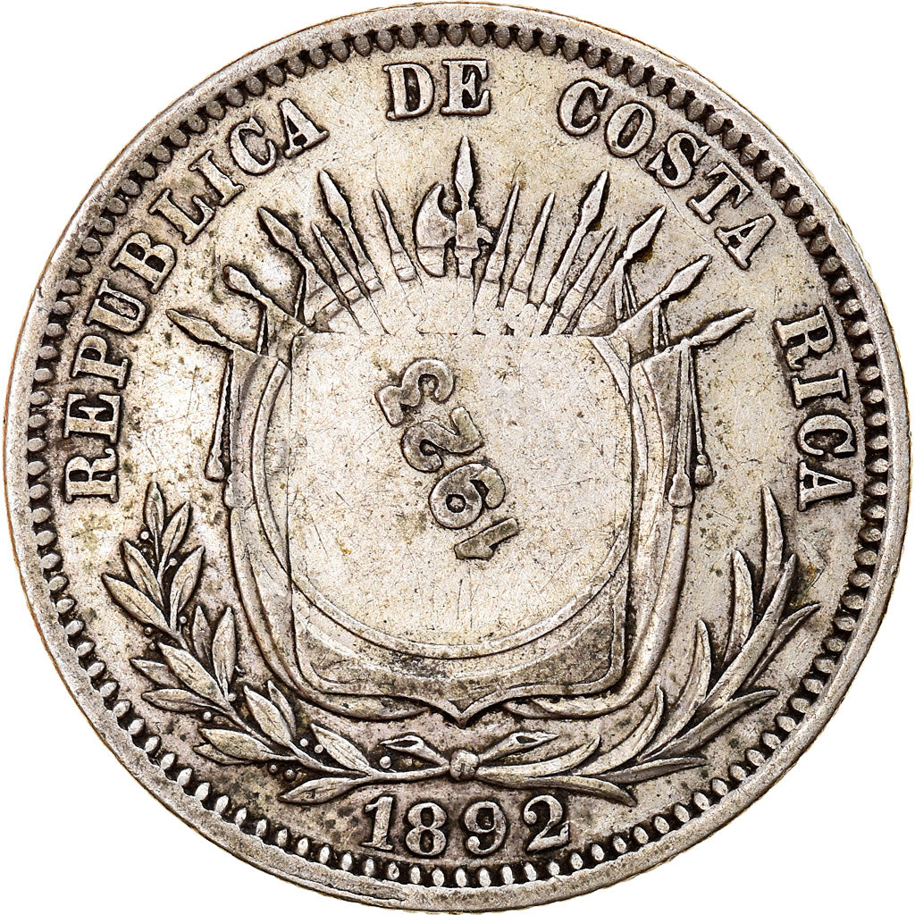 Coin, Costa Rica, 50 Centimos, 1923, Heaton, Birmingham, England, EF(40-45)