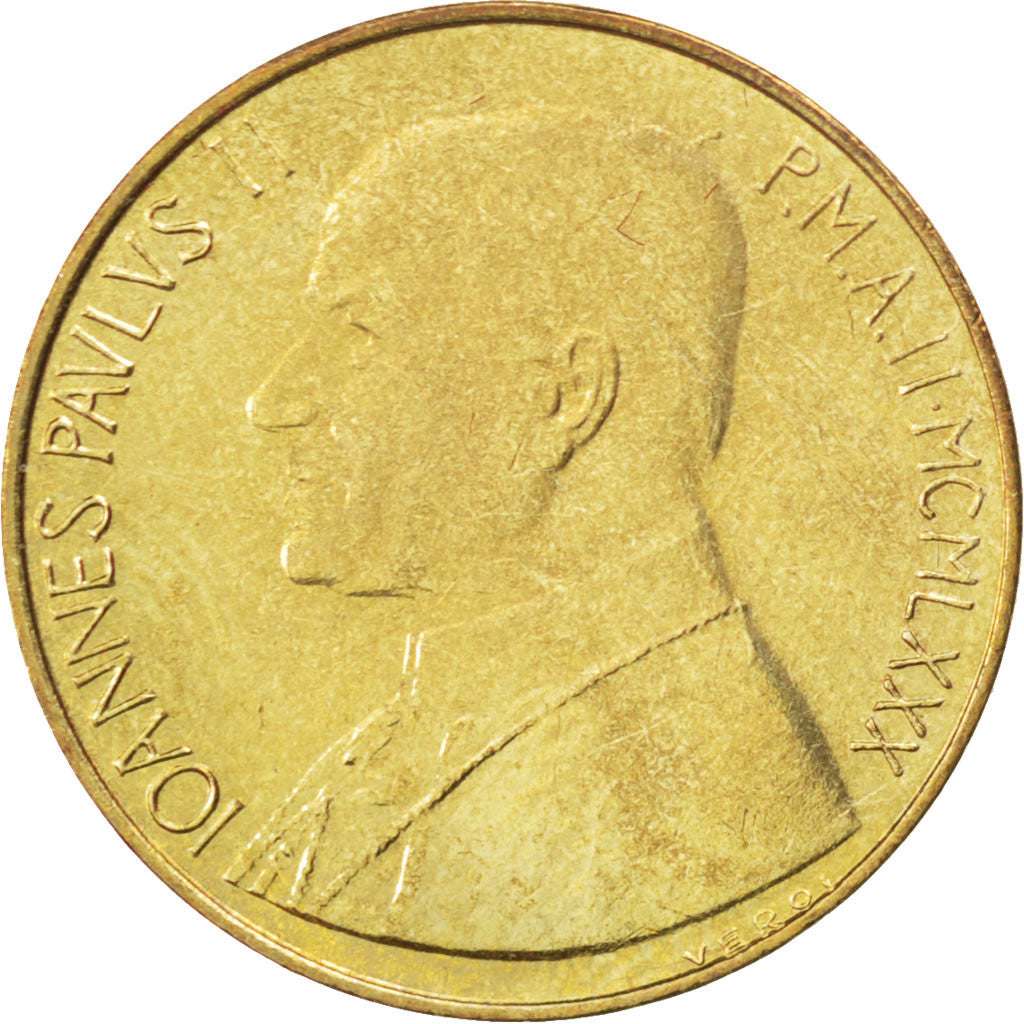 VATICAN CITY, 20 Lire, 1980, KM #144, MS(63), Aluminum-Bronze, 21.25, 3.56