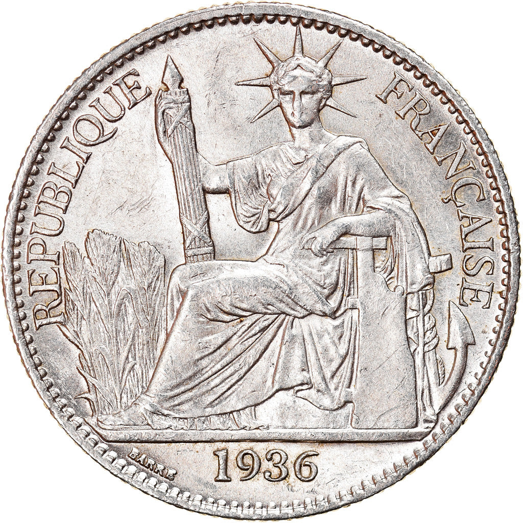 Moneta, FRANCUSKIE INDOCHINY, 50 Cents, 1936, Paris, AU(50-53), Srebro, KM:4a.2