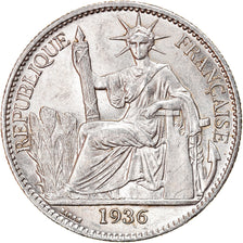 Moneta, FRANCUSKIE INDOCHINY, 50 Cents, 1936, Paris, AU(50-53), Srebro, KM:4a.2