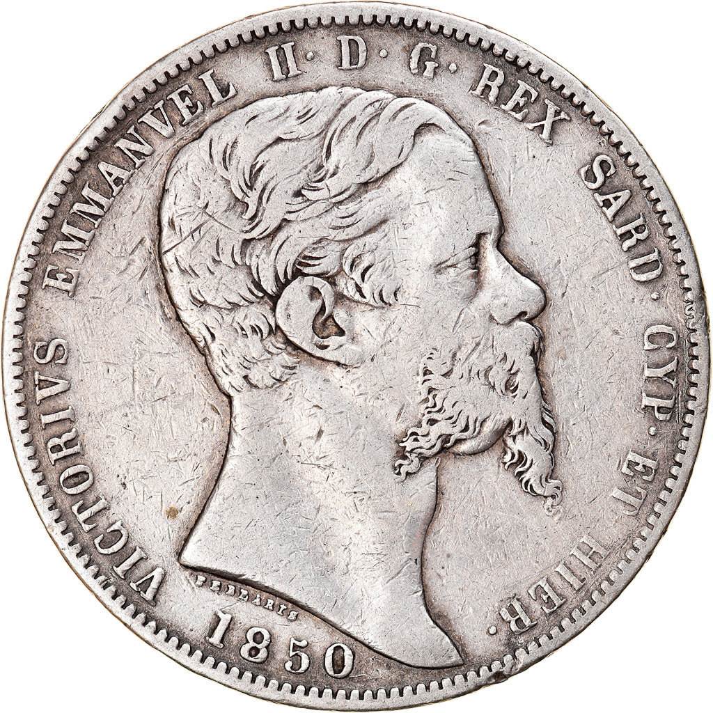Coin, ITALIAN STATES, SARDINIA, Vittorio Emanuele II, 5 Lire, 1850, Genoa