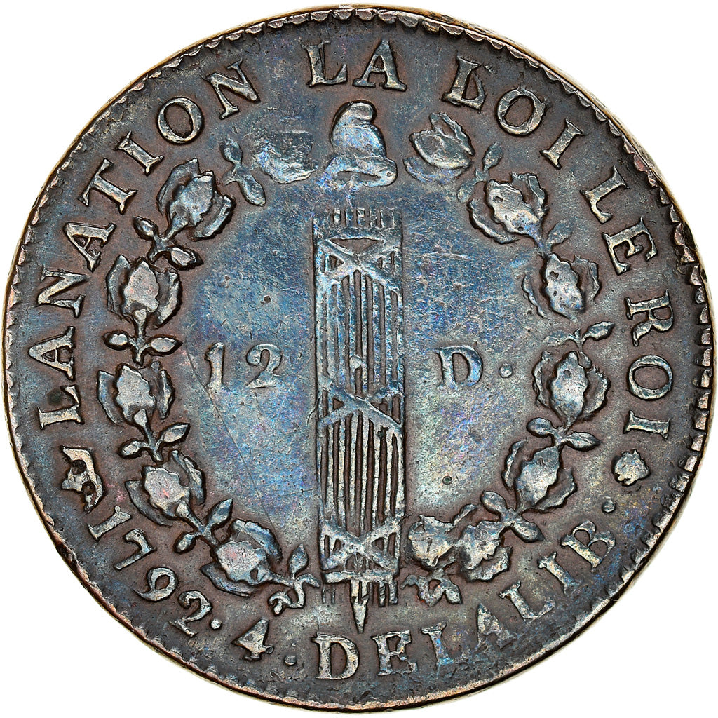 Moneda, Francia, Louis XVI, 12 deniers françois, 12 Deniers, 1792, Toulouse
