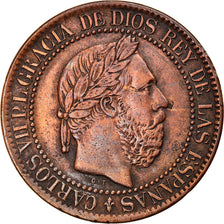 Coin, Spain, Charles VII, 10 Centimos, 1875, Brussels, EF(40-45), Copper, KM:670