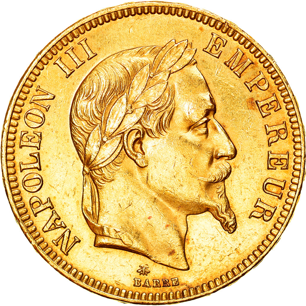 Moneta, Francia, Napoleon III, Napoléon III, 100 Francs, 1869, Paris, BB+, Oro