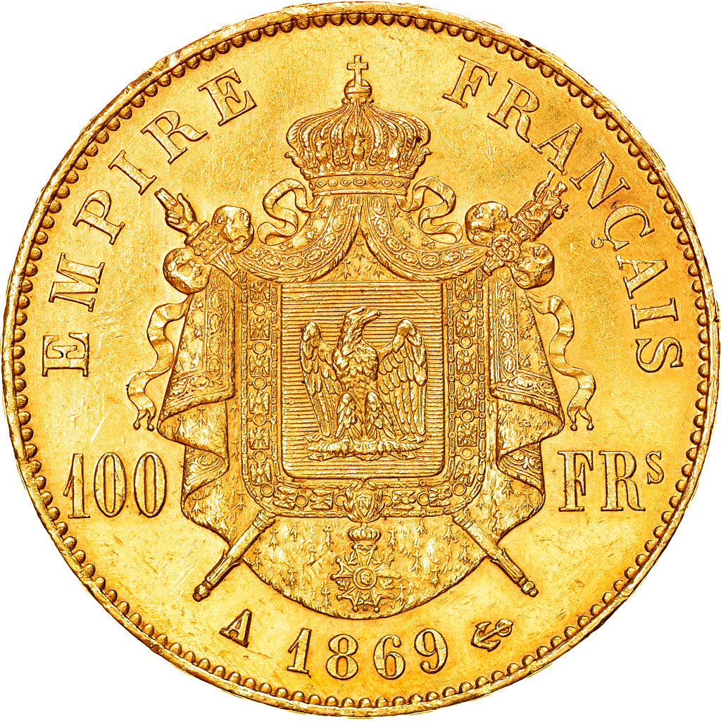 Moneta, Francia, Napoleon III, Napoléon III, 100 Francs, 1869, Paris, BB+, Oro