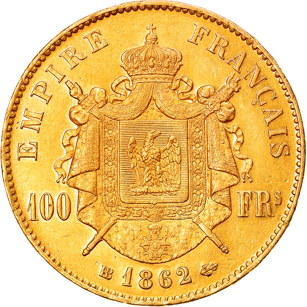 Moeda, França, Napoleon III, Napoléon III, 100 Francs, 1862, Strasbourg