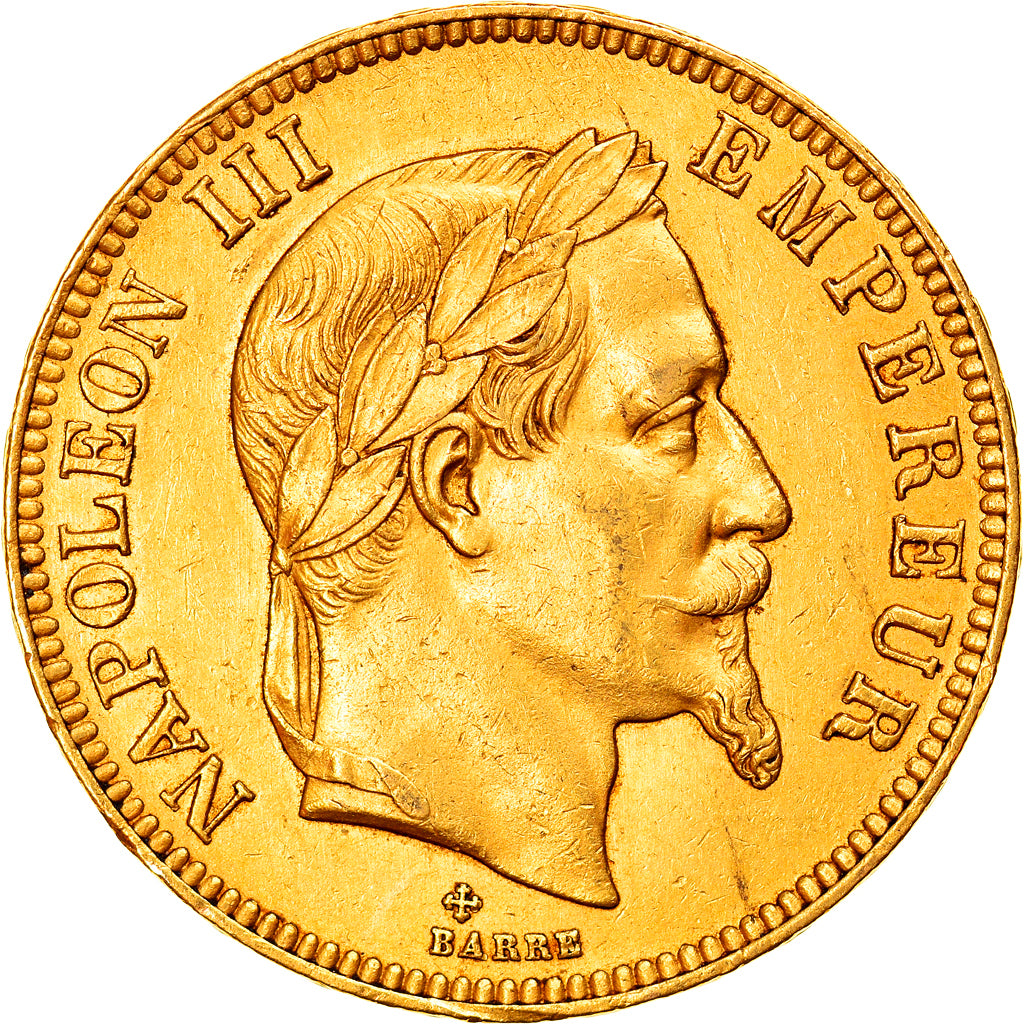 Munten, Frankrijk, Napoleon III, 100 Francs, 1866, Strasbourg, ZF, Goud