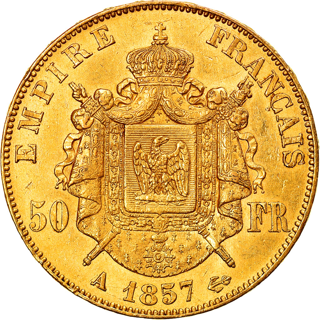 Münze, Frankreich, Napoleon III, 50 Francs, 1857, Paris, SS+, Gold, KM:785.1