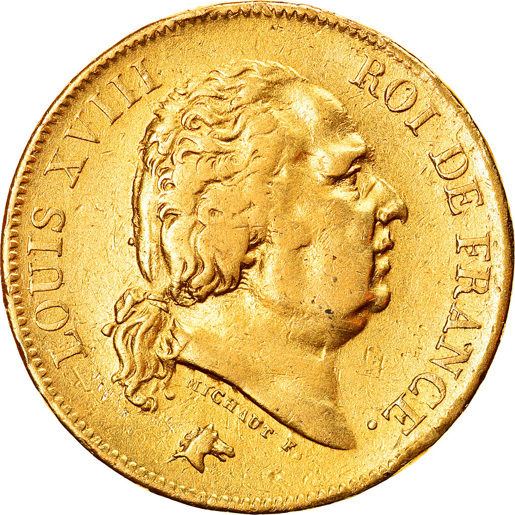 Coin, France, Louis XVIII, Louis XVIII, 40 Francs, 1818, Lille, VF(30-35), Gold