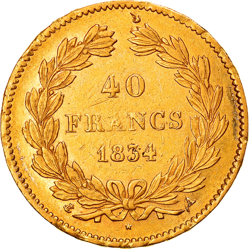 Coin, France, Louis-Philippe, 40 Francs, 1834, Paris, EF(40-45), Gold, KM:747.1