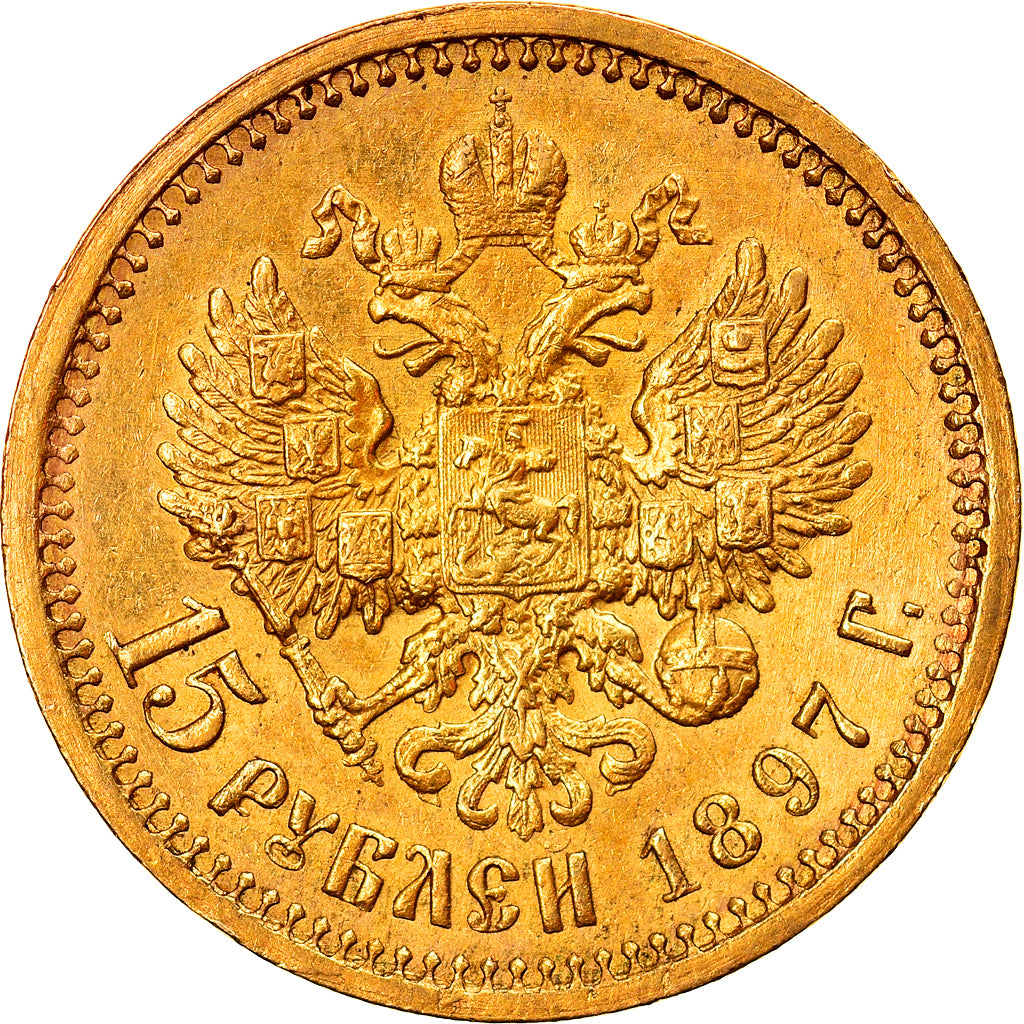 Monnaie, Russie, Nicholas II, 15 Roubles, 1897, St. Petersburg, TTB, Or, KM:65.2