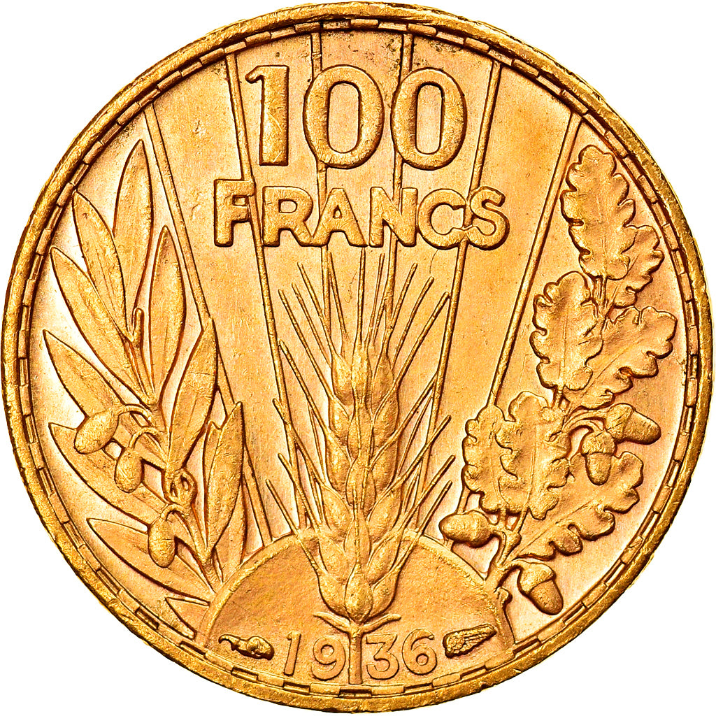 Coin, France, Bazor, 100 Francs, 1936, Paris, MS(60-62), Gold, KM:880