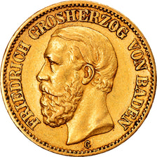 Coin, German States, BADEN, Friedrich I, 20 Mark, 1872, Karlsruhe, AU(50-53)