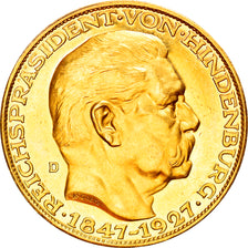 Alemania, medalla, Hindenburg, 80th anniversary from Hindenburg, 1927, SC, Oro
