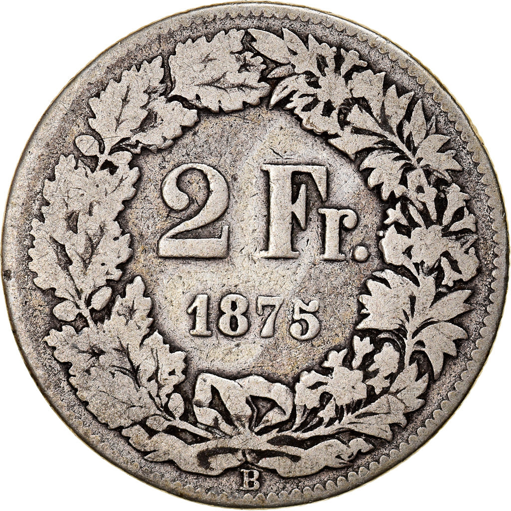 Monnaie, Suisse, 2 Francs, 1875, Bern, B+, Argent, KM:21