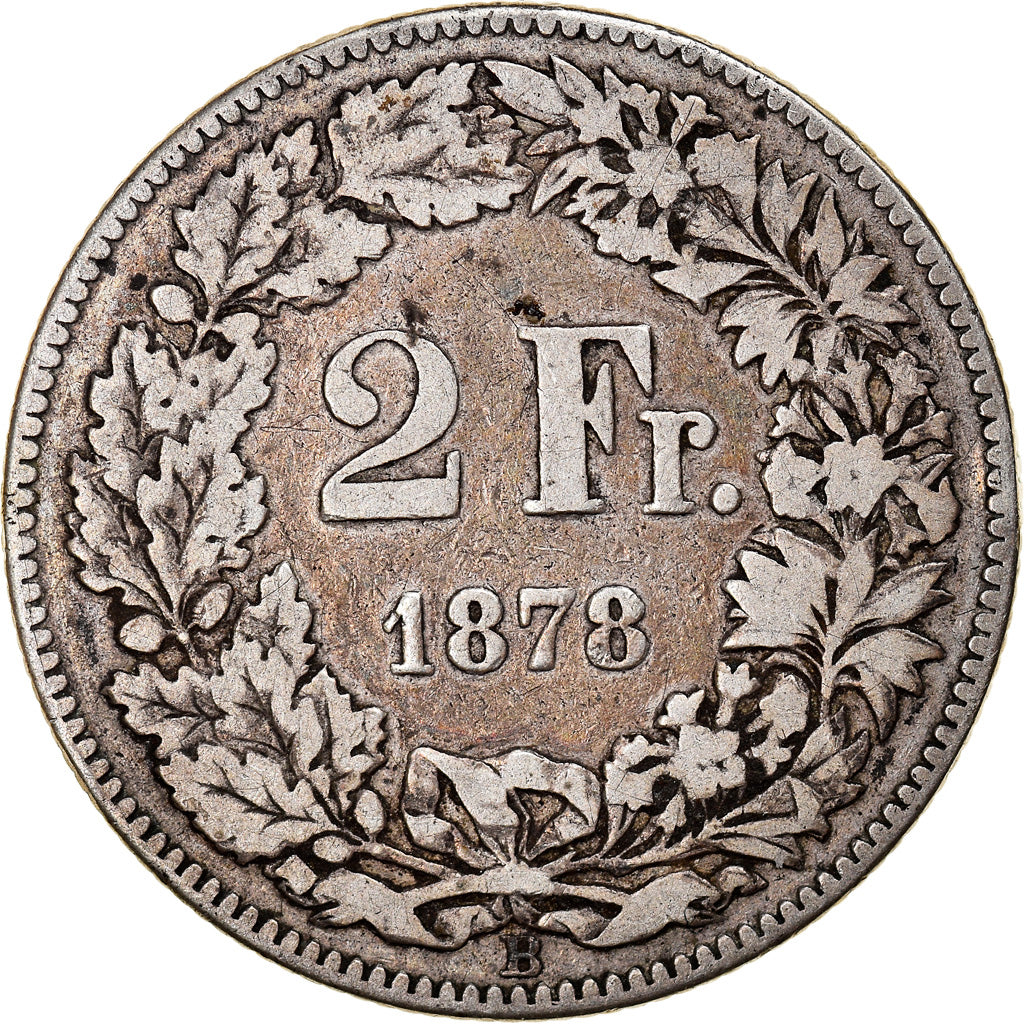 Coin, Switzerland, 2 Francs, 1878, Bern, VF(20-25), Silver, KM:21