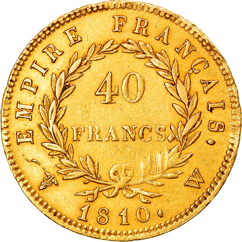 Moneda, Francia, Napoléon I, 40 Francs, 1810, Lille, MBC, Oro, KM:696.6
