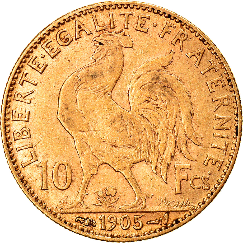 Moeda, França, Marianne, 10 Francs, 1905, Paris, EF(40-45), Dourado, KM:846