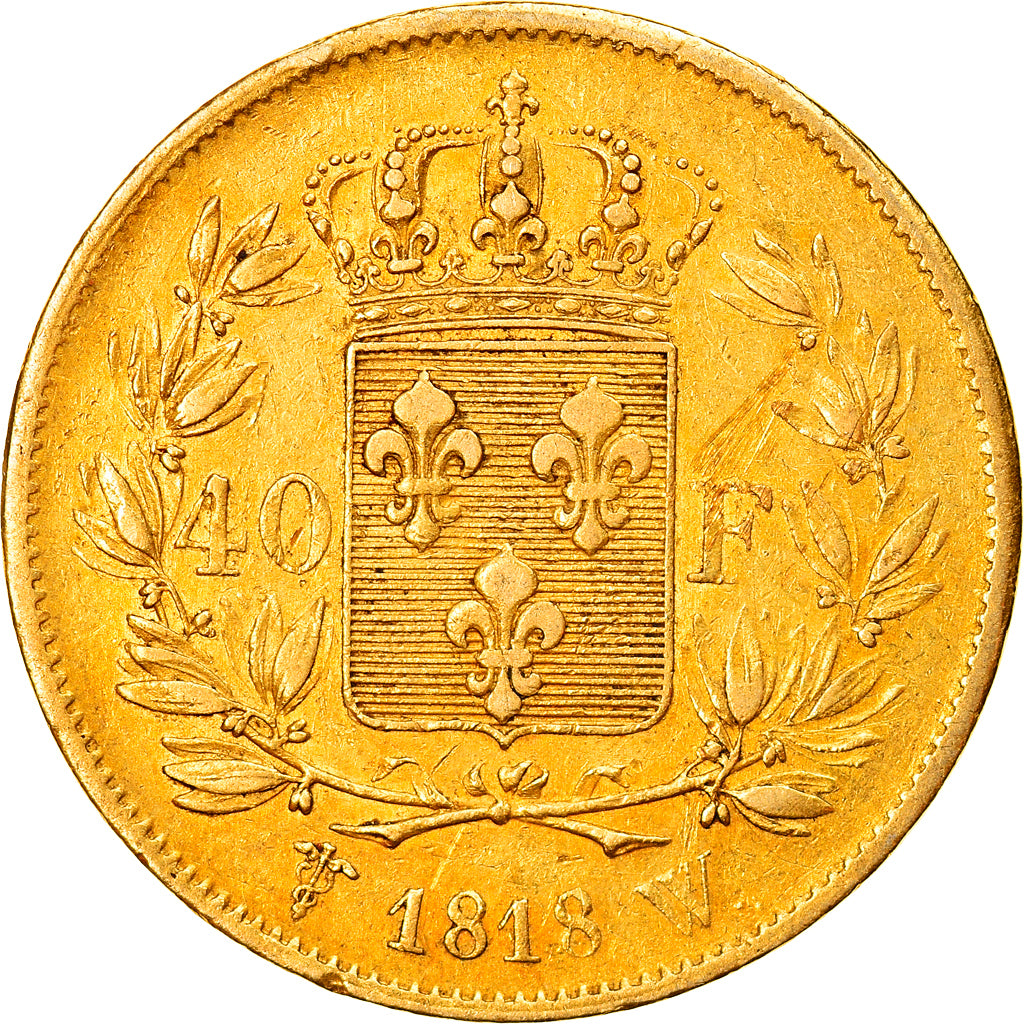 Coin, France, Louis XVIII, Louis XVIII, 40 Francs, 1818, Lille, VF(30-35), Gold