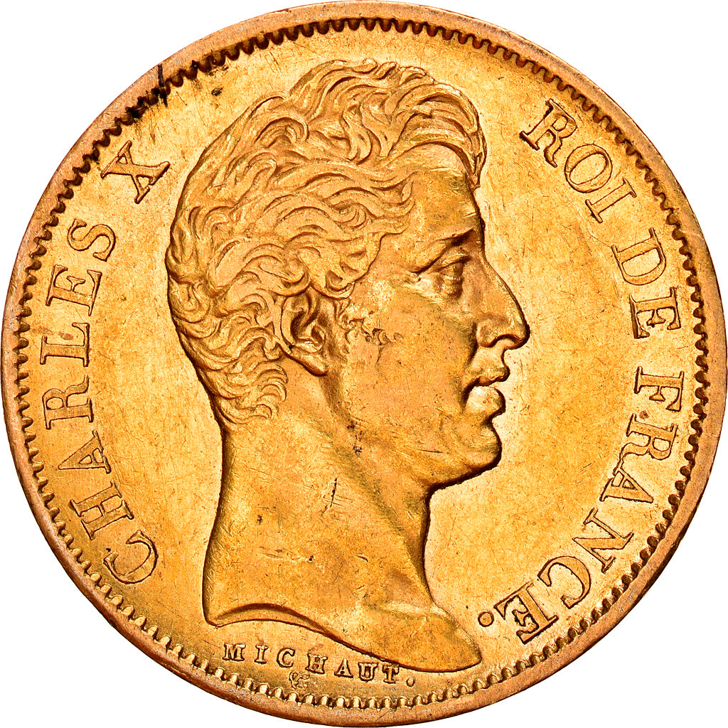 Coin, France, Charles X, 40 Francs, 1828, Paris, AU(50-53), Gold, KM:721.1