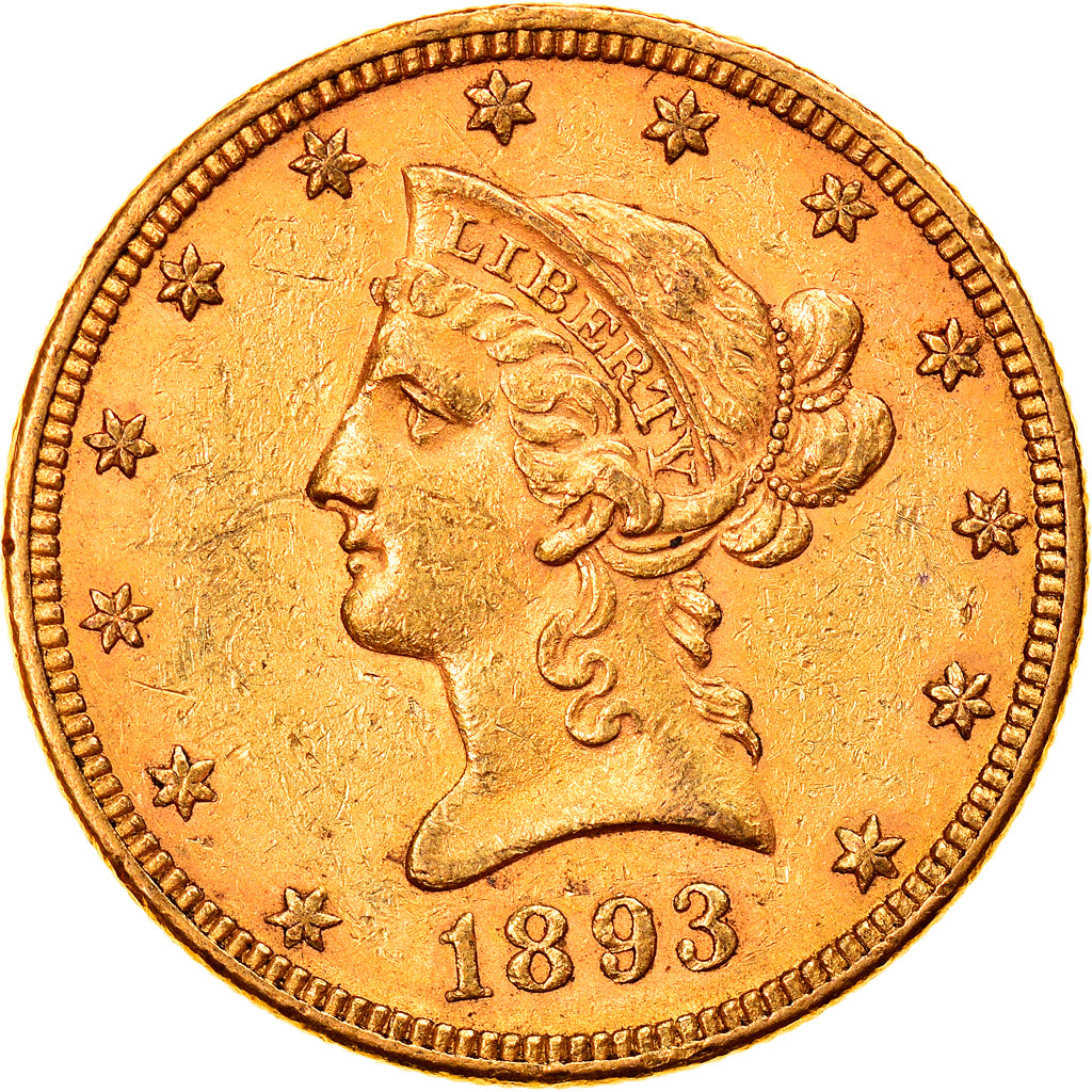 Coin, United States, Coronet Head, $10, Eagle, 1893, U.S. Mint, Philadelphia