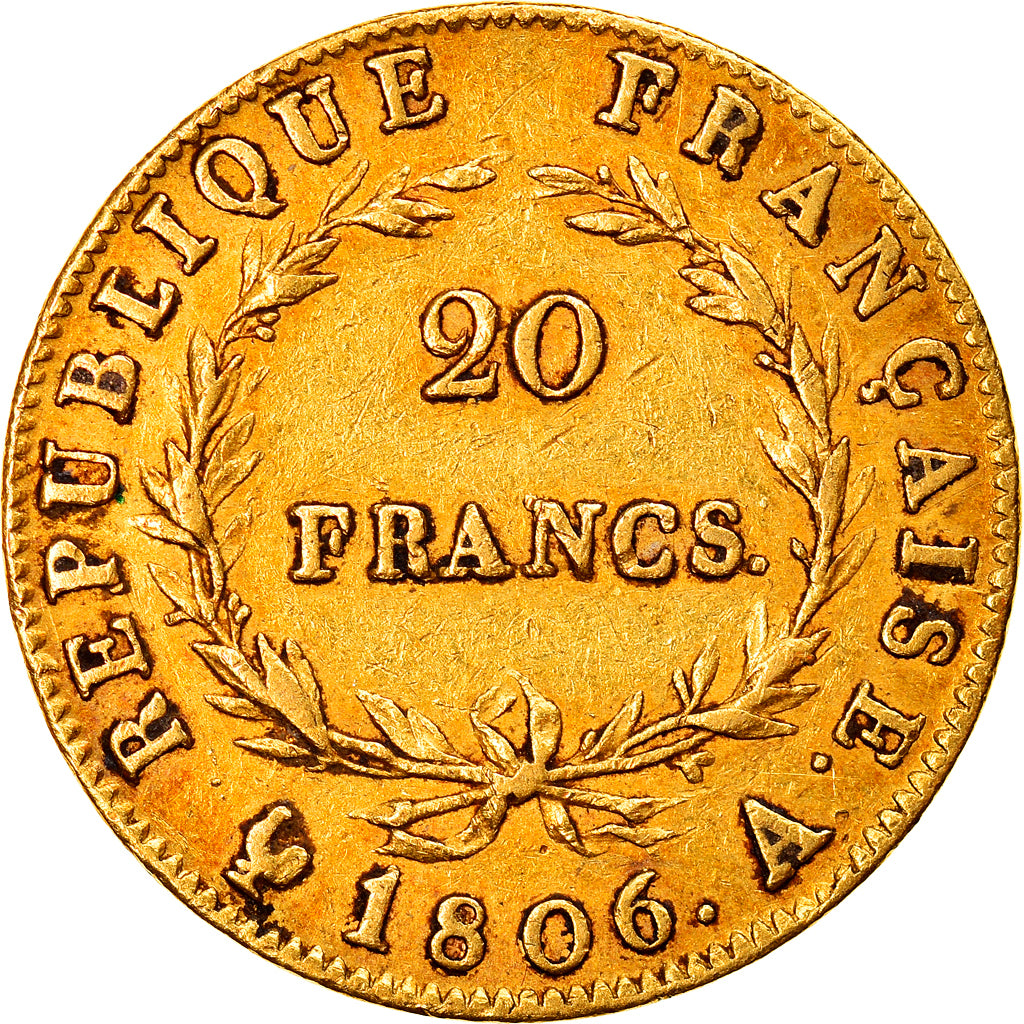 Moneta, Francja, Napoléon I, 20 Francs, 1806, Paris, VF(30-35), Złoto
