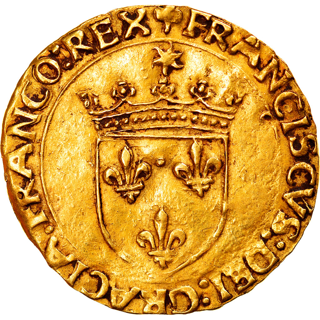 Coin, France, François Ier, Ecu d'or, Toulouse, 5th type, AU(50-53), Gold