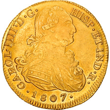 Coin, Colombia, Charles IV, 8 Escudos, 1807, Popayan, AU(50-53), Gold, KM:62.2