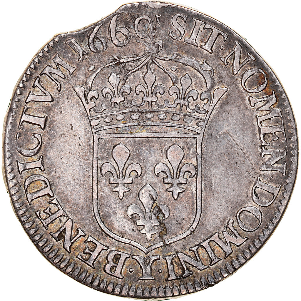 Moneda, Francia, Louis XIV, 1/2 Écu de Bourges, 1/2 Ecu, 1660, Bourges, BC+