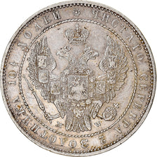 Moneta, Russia, Nicholas I, Poltina, 1/2 Rouble, 1854, Warsaw, BB, Argento
