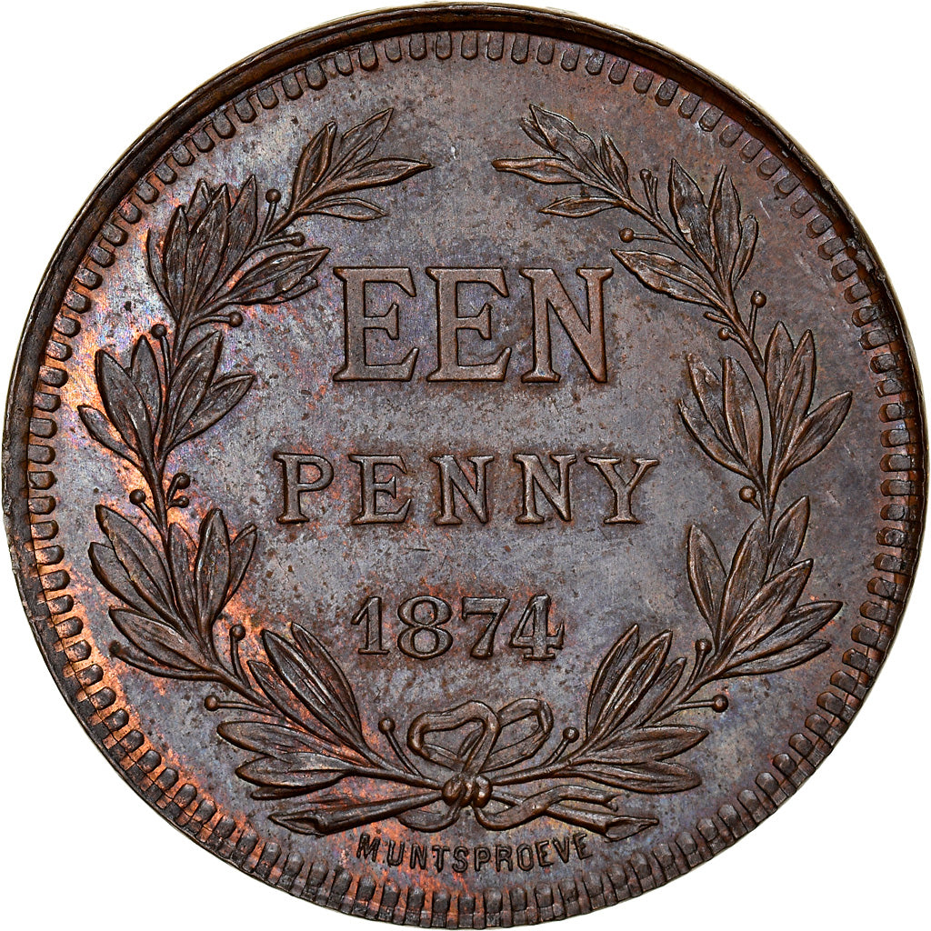 Coin, South Africa, ORANGE FREE STATE, Penny, 1874, Brussels, Pattern, MS(63)