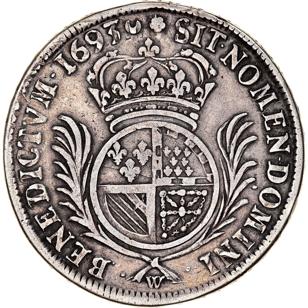 Monnaie, France, Louis XIV, Écu de Flandre aux palmes, Ecu, 1693, Lille, TTB