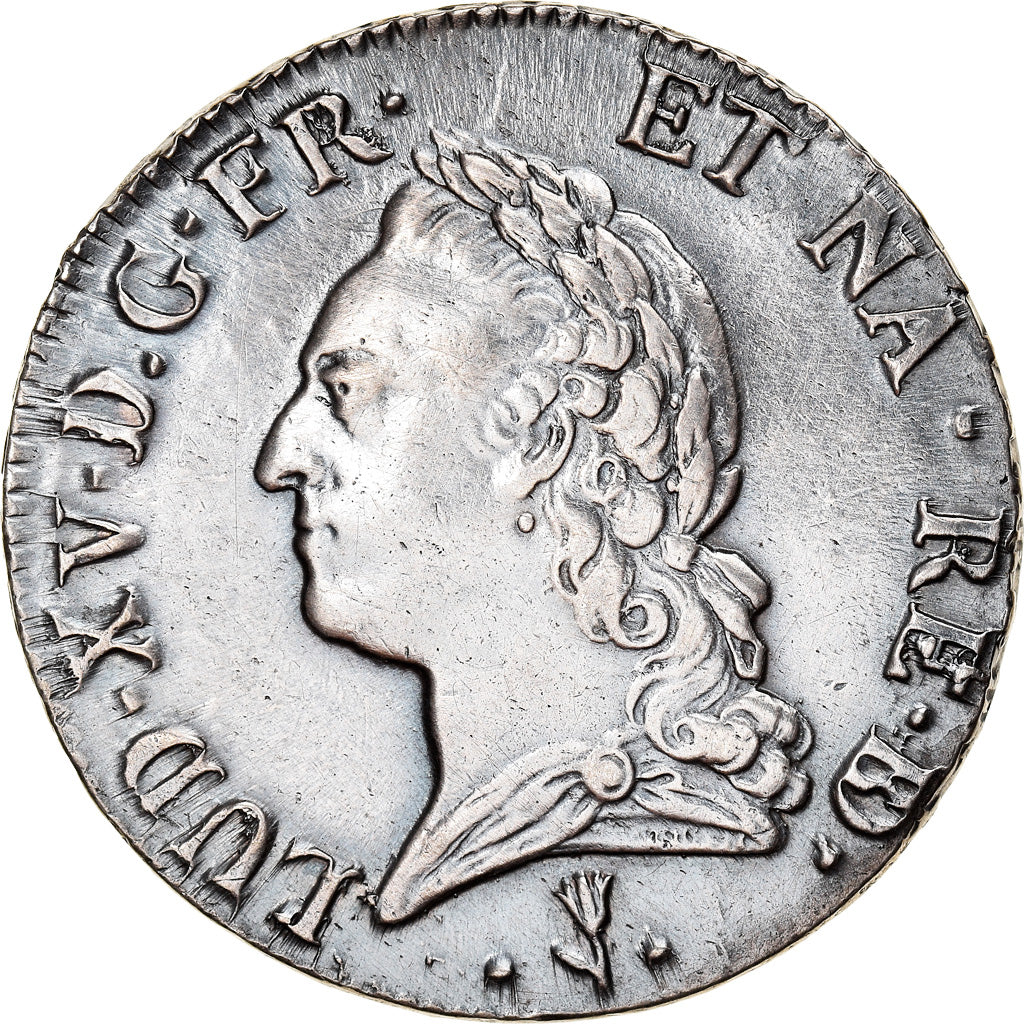 Moeda, França, Louis XV, Ecu à la vieille tête du Béarn, 1771, Pau