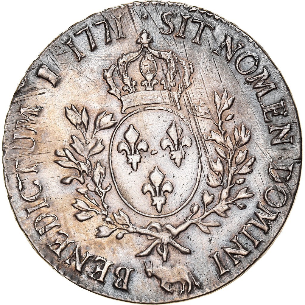 Moeda, França, Louis XV, Ecu à la vieille tête du Béarn, 1771, Pau