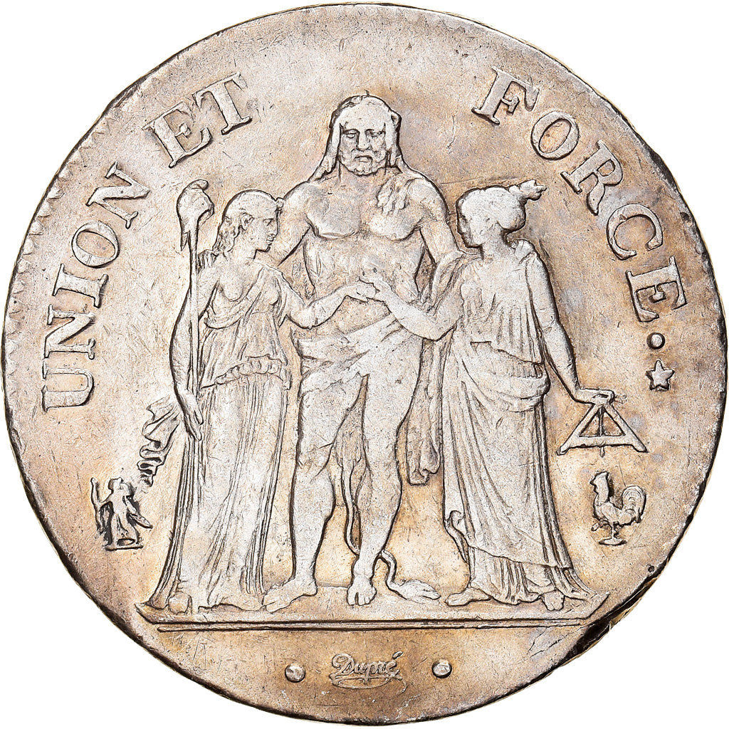 Coin, France, Union et Force, 5 Francs, AN 7, Paris, EF(40-45), Silver