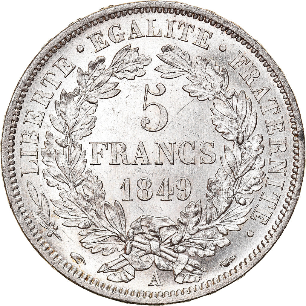 Coin, France, Cérès, 5 Francs, 1849, Paris, MS(60-62), Silver, KM:761.1