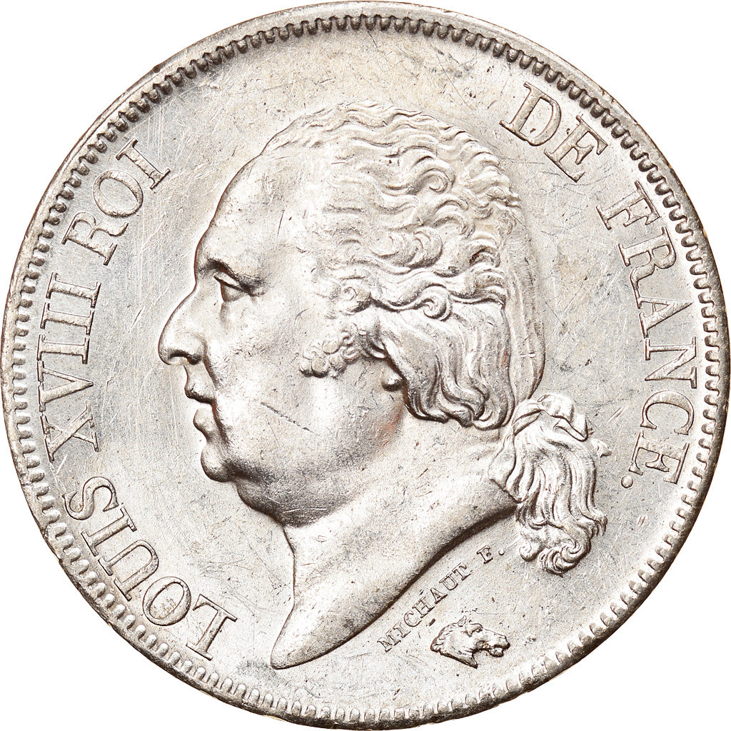 Coin, France, Louis XVIII, Louis XVIII, 5 Francs, 1824, Lille, AU(55-58)