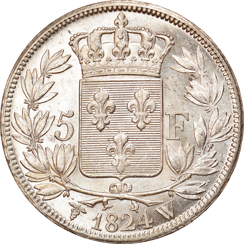 Coin, France, Louis XVIII, Louis XVIII, 5 Francs, 1824, Lille, AU(55-58)