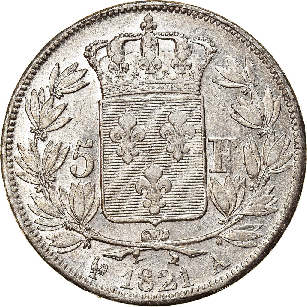 Moneta, Francja, Louis XVIII, Louis XVIII, 5 Francs, 1821, Paris, AU(55-58)